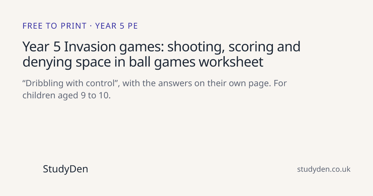 Year 5 Invasion games: shooting, scoring and denying space in ball ...